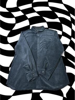 Union Jeans Mens Dark Gray Corduroy Button Up Shirt